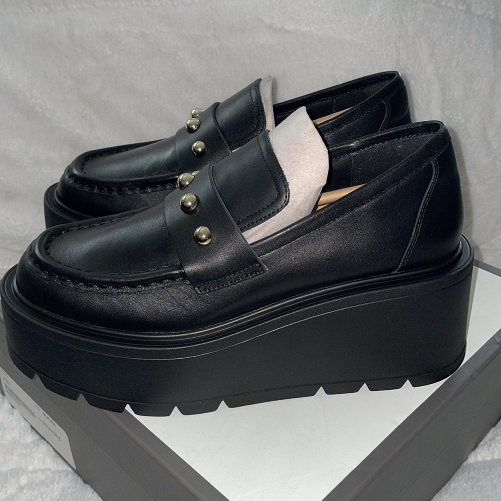 NWT J/SLIDES VICKY Black Leather Platform - Picture 9 of 16